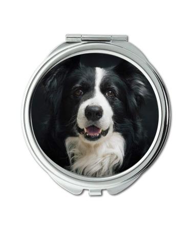 YENDOSTEEN Mirror makeup mirror Border Collie Dog Portrait Cute Canine Looking Pocket Mirror portable mirror
