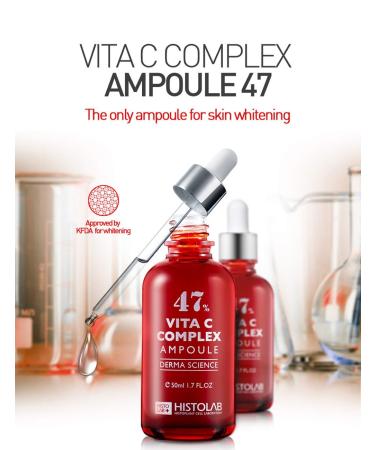 HISTOLAB 47% Vita C Complex Ampoule (50ml/1.7fl.oz.) I Fades Hyperpigmentation I Brightening I Soothes and Moisturizes the Skin - Buy Online on GoSupps.com