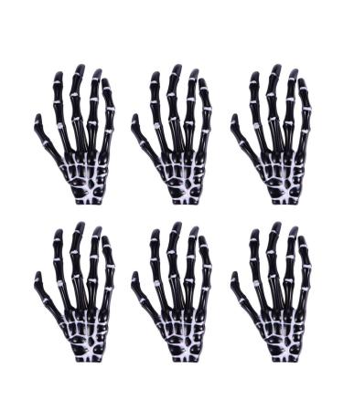 Lurrose 6Pcs Halloween Skeleton Hands Bone Hair clips claws gothic hair needle zombie punk rock devil claw hair clips for party dress up (black)