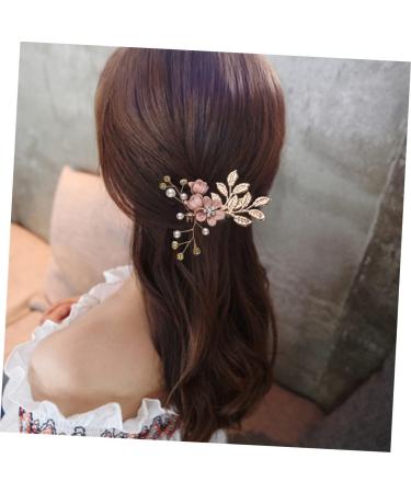 Didiseaon Flower Hair Accessories Rhinestone Headpiece Bridal Headpiece Rhinestone Hair Comb Jeweled Hair Combs Pearl Hair Comb Wedding Gold Hair Comb Clip Tiara Crystal Set Pink Bride - Buy Online on GoSupps.com
