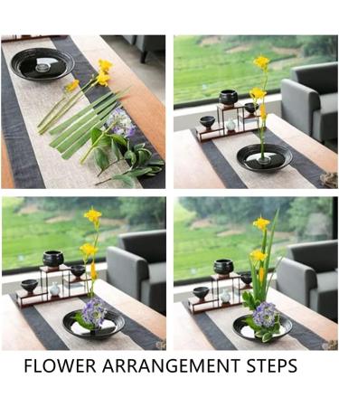 Eggone Japanese Ikebana Kit with Kenzan Needle - 1.57inch Black Flower Frog in 6.7inch Bowl Vase - Buy Online on GoSupps.com