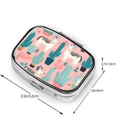 Llama Cactus 2 Compartment Small Pill Case | Cute Travel Pill Organizer & Purse Size Pill Box - Perfect for Gifts - Buy Online on GoSupps.com