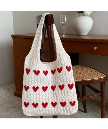 Buy Lovehomily Women's Color Blocked Crocheted Shoulder Bag - Light Large Capacity Handbag with Top Handle & Pendulum Pocket in Apricot | International Shipping Available - Buy Online on GoSupps.com