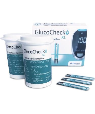GlucoCheck XL Blood Glucose Test Strips - 50 Pieces for Accurate Blood Sugar Monitoring (Device Not Included) - International Shipping Available - Buy Online on GoSupps.com