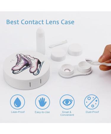 Cartoon Ice Skating Skates Round Case For Contact Lens Kit Storage Box with Mirror Printed - Buy Online on GoSupps.com