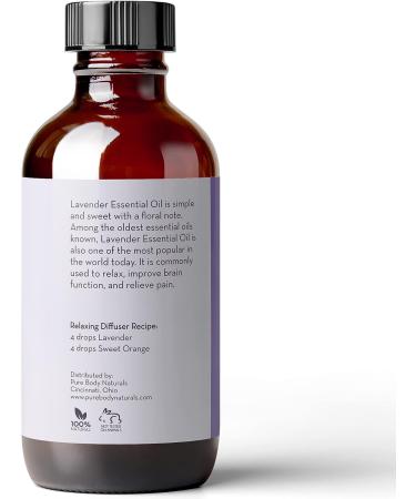 French Lavender Essential Oil Blend - 4 fl oz for Aromatherapy, Soap Making, DIY Skin & Hair - Pure Body Naturals - Buy Online on GoSupps.com