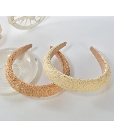 Lvyeer Straw Padded Headband - Boho Woven Hair Band for Women and Girls (Beige) - Buy Online on GoSupps.com