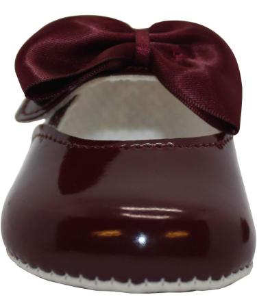 Burgundy Baby Girls Pram Shoes | Soft Sole, Bow Button Up | Handcrafted in Britain - Buy Online on GoSupps.com