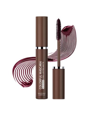 Coloured Waterproof Lash Mascara Highly Pigmented Coloured Mascara Long Lasting False Lash Effect Mascara Long Lasting Thick Smudge-Proof Natural Voluminous Telescopic Mascara (Brown 8ml) Brown 8 ml (Pack of 1)