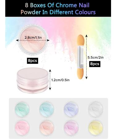 Ysimple 8 Boxes Pearl Chrome Nail Powder Nail Chrome Powders Set With 8 Brushes Multicoloured Glazed Donut Nail Powder Mirror Effect Glitter Chrome Powder Pigment For Nail Art Design DIY Salon - Buy Online on GoSupps.com
