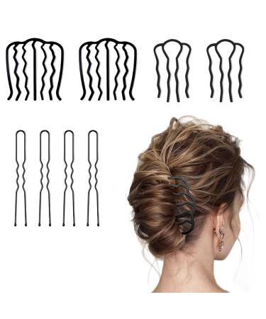 8 Pieces Combs Vintage Alloy Hair Pins Side Combs U Shape Hair Accessories Combs Metal Hair Pins U-Shape Side Combs