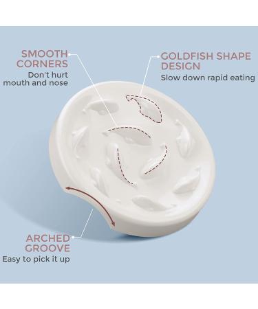 MSBC Pet Slow Feed Dish for Cats and Small Dogs - Fish Pool Design, Interactive Bloat Stop Puzzle Feeder Bowl - Healthy Eating Diet, Food Grade Material - Easy to Clean, Dishwasher Safe, Small - White - Buy Online on GoSupps.com