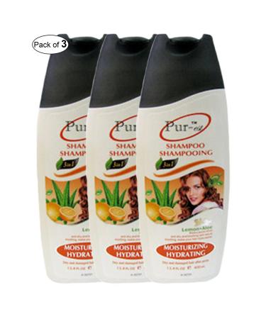 Moisturizing Hydrating Shampoo With Lemon+Aloe(400ml) (Pack of 3) by Purest