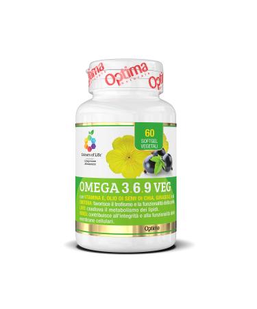 Colors of Life - Omega 3,6,9 VEG - Omega 3, 6 and 9 supplement - with chia, evening primrose, sunflower and blackcurrant seed oils - gluten free and vegan, 60 plant-based soft capsules