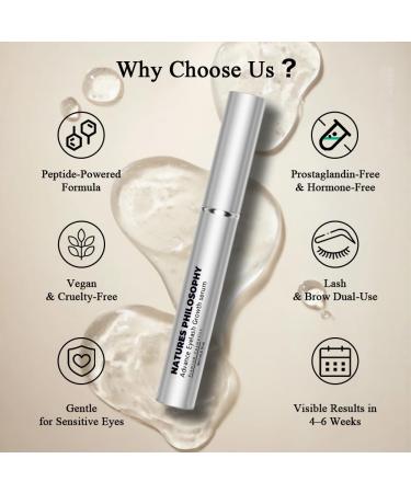 NP NATURES PHILOSOPHY Lash Brow Growth Serum Prostaglandin-Free Eyelash Liquid for Thicker Longer Fuller Natural Lashes Peptide Eyelash Eyebrow Enhancing Serum - S rum De Pesta as Crecimiento 3ml - Buy Online on GoSupps.com