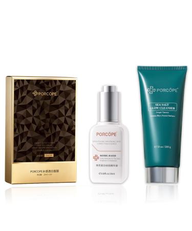 PORCOPE Brightening Skincare Set - Includes Facial Cleanser Serum and Brightening Facial Mask a Moisturizing, Brightening, Repairing and Anti-Aging Facial Care Eet to Improve Rough Skin