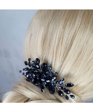 Earent Black Crystal Wedding Hair Comb - Elegant Bridal Side Combs for Women and Girls - Buy Online on GoSupps.com