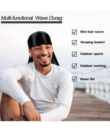 ASKNOTO 6-Piece Silky Durags with Long Tail + 2 Satin Wave Caps for Men | 360 Waves - Buy Online on GoSupps.com