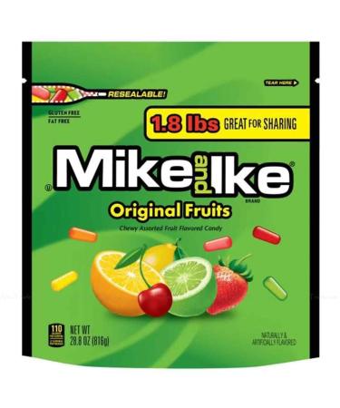 Mike & Ike Original Fruity Sweets Chewy Candy Snack Bag Mix Flavours Pack 816g