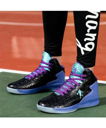 Roking Men's High-Top Basketball Shoes | Breathable Lightweight Gym Sneakers | Stylish Black Violet Running Shoes (38 EU) - Buy Online on GoSupps.com