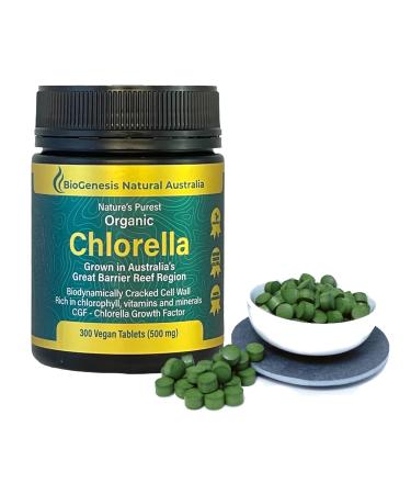 Organic Chlorella Tablets | Chlorophyll-Rich | B12, Essential Amino Acids, Cracked Cell | Immune Support | Gut Assist | Biogenesis Australia, 300 Tablets Natural 300 Count (Pack of 1)