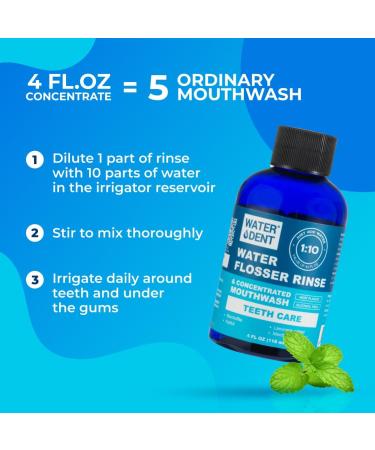 Water Flosser Rinse - Concentrate Mouthwash (44 fl. oz) | Mint Flavor Alcohol & Fluoride Free Travel Size - Perfect for Your Water Flosser - Buy Online on GoSupps.com
