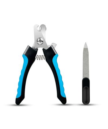 HOMJOY Professional pet nail scissors with nail files stainless steel nail clippers suitable for dogs cats guinea pigs nail snaps with safety protection blue.