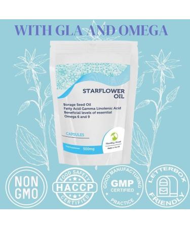STARFLOWER Oil Borage Seed Oil Linolenic Acid 500mg GLA 60 Capsules - Choose Your Packet Size - LetterBox Friendly UK Fast Delivery - Buy Online on GoSupps.com