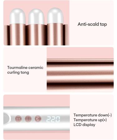 CkeyiN 3-in-1 Interchangeable Curling Wand Set - Ceramic Crimper Straightener & Waver for All Hair Types - PTC Fast Heating - Buy Online on GoSupps.com