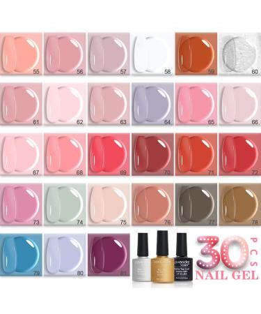 Lavender Violets Translucent Gel Nail Polish Kit - 27+3 Colors Semi-Transparent Jelly Sheer Nail Gel Varnish Set with Base, Matte & Glossy Top Coat - C976 Baby Pink - Buy Online on GoSupps.com