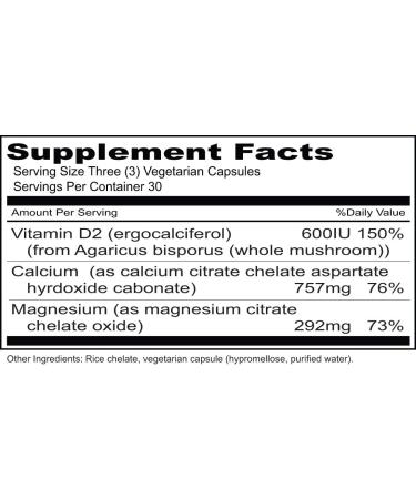 Priority One Vitamins Cal Mag + D2 90 Vegetarian Capsules - Vegan Calcium Magnesium Supplement for Strong Bones - Buy Online on GoSupps.com