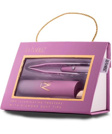 La-tweez Pro Illuminating Tweezers & Mirrored Carry Case with Diamond Dust Tips Pink Ombre 0.5 pound