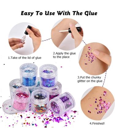 Buy BOSDONTEK 12 Boxes Glitter for Nail Face & Body - Makeup Art & Festival Decoration | International Shipping Available - Buy Online on GoSupps.com