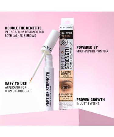 Makeup Revolution Peptide Strength Lash & Brow Serum 2-in-1 Serum for Longer & Thicker Lashes & Brows Vegan & Cruelty-Free 3ml - Buy Online on GoSupps.com