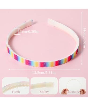 WLLHYF Glitter Headband 4pcs Plastic Sparkly Cute Non Slip Chunky Hairbands Thick Bling Confetti Rainbow Hair Bands with Teeth Little Girls Colorful Hair Accessories Rainbow color - Buy Online on GoSupps.com