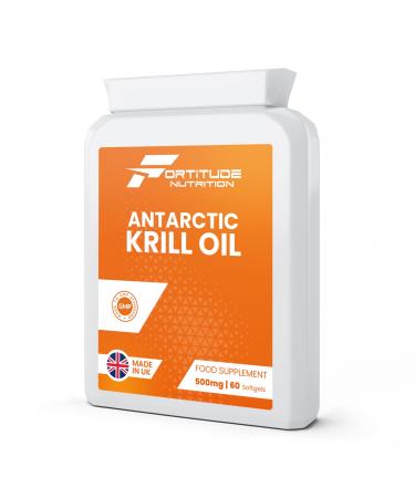 Krill Oil Capsules High Strength | Fish Oil Tablets with Omega 3 EPA DHA Astaxanthin Phospholipids | Eco Harvested Superba Antarctic Krill Oil 500mg 60 Softgels