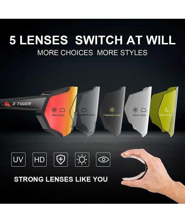 X-TIGER Polarized Sports Sunglasses with Interchangeable Lenses for Men and Women - Cycling, Running, Fishing, Golf - 5 Lens Options Included - Buy Online on GoSupps.com