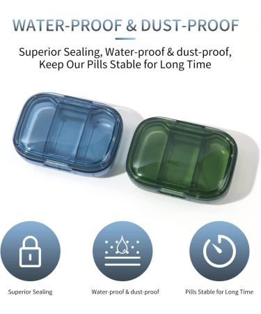 3 Compartment Pill Box - Moisture Proof Travel Organizer for Vitamins & Supplements | Portable Daily Medicine Case - Buy Online on GoSupps.com