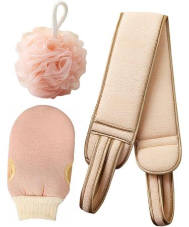 Exfoliating Bath Towel Set - Includes Back Scrubber & Thick Spa Towel | Pink 60x9.5cm | Home Bath Accessories for Perfect Skin - Buy Online on GoSupps.com
