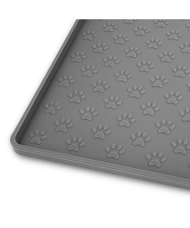 Ptlom Pet Placemat for Dog and Cat, Mat for Prevent Food and Water Overflow, Suitable for Small, Medium and Big Pet 18" * 12" Grey