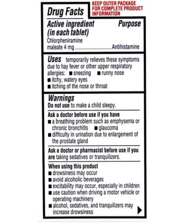 Chlor-Trimeton 4mg Chlorpheniramine Maleate Tablets - 100 Count (6 Pack) - Buy Online on GoSupps.com