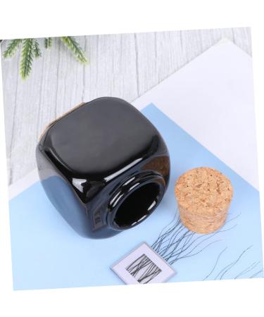 Housoutil Medicine Cups Ceramic Mug Porcelain Dappen Dish Cerace Liquid Powder Container Manicure Liquid Bottle Wooden Cork Bottle Manicure Accessories Cup Bottle Ceramics Bamboo 7.50X5.50X5.50CM Black - Buy Online on GoSupps.com