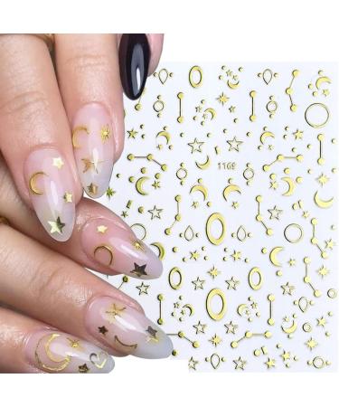 10 Sheets Moon and Star Nail Art Stickers - Self-Adhesive Metallic Decals for Acrylic Nails - DIY Manicure Decoration for Women and Girls - Buy Online on GoSupps.com