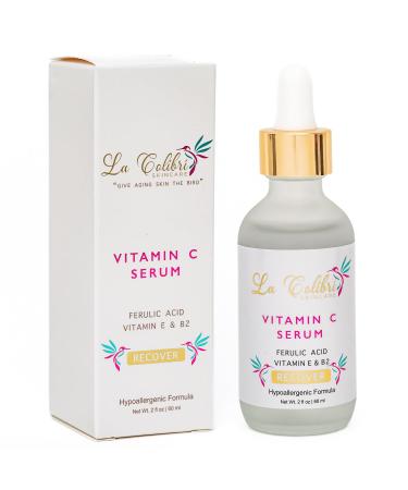 Recover Vegan Vitamin C Serum for Face Stabilized Vitamin C E Ferulic Acid Serum to Transform Aging Skin Natural Vit C Serum with Organic Coconut Oil & Jojoba Oil 2 Ounces