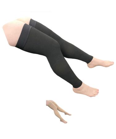 Thigh Length 20-30 mmHg Compression Swelling Wide Calf Leg Sleeve (Black 4X-Large) Black 4X-Large