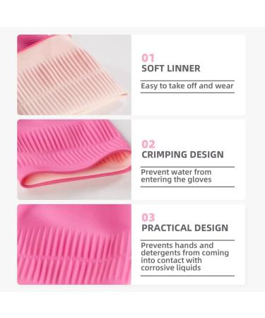 Rosrrtlm 2 Pairs Dishwashing Cleaning Rubber Gloves Reusable Waterproof Kitchen Gloves Non-Slip L Easy to Use Rose Red - Buy Online on GoSupps.com