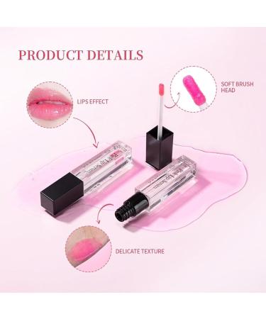 2Pcs Pink Lip Serum Plumper Color Changing Lip Gloss Pink Lip Serum Plump Gorgeous Glow of Lips Pink Lip Serum Booster Glow Color Changing Lip Oil Hydrating Lip Stain for Women - Buy Online on GoSupps.com