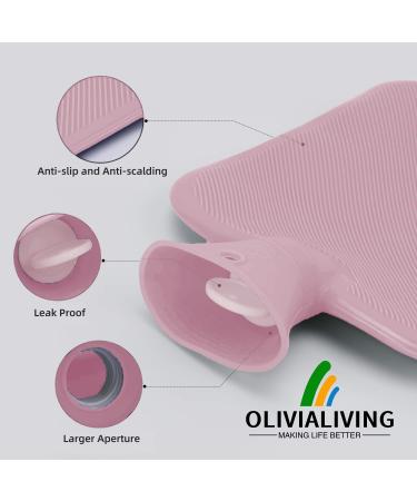 OliviaLiving 2L Hot Water Bottle | Heat Up & Refreezable Hot Cold Pack | Classic Striped Design | Pain Relief Therapy | Pink Red - Buy Online on GoSupps.com