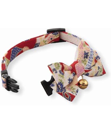 Necoichi Chirimen Kimono Bow Tie Cat Collar in Red - Stylish and Comfortable - Buy Online on GoSupps.com