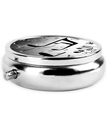 Music Notes Round Pill Box | 3 Compartment Portable Organizer for Travel & Vitamins - Buy Online on GoSupps.com